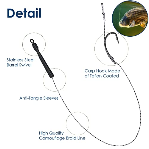 Luroad Carp Fishing Hair Rigs - 20 Pieces
