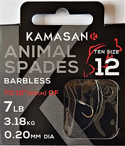 KAMASAN Barbless Spade Hooks Size 12 Carp Tackle