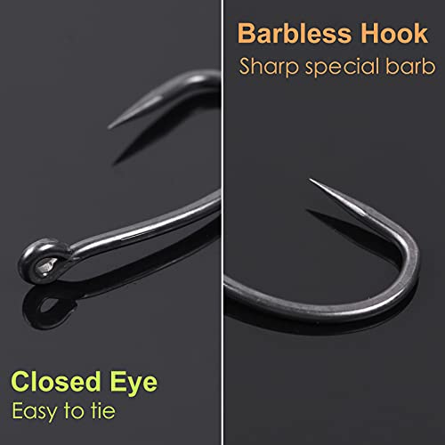 Luroad 50pcs Barbless Carp Fishing Hooks - Size 10