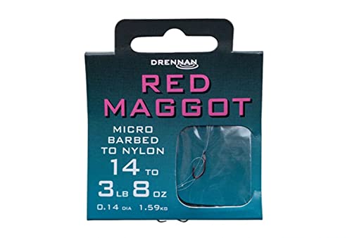 Drennan Red Maggots Hooks on Nylon Line