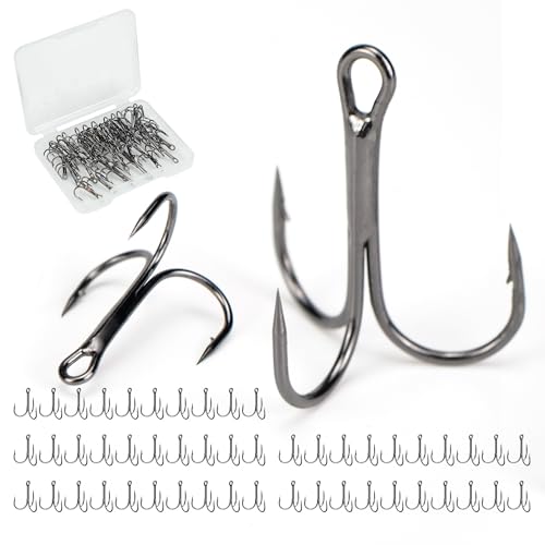 Piscorush High Carbon Treble Hooks Size 2 50-Pack