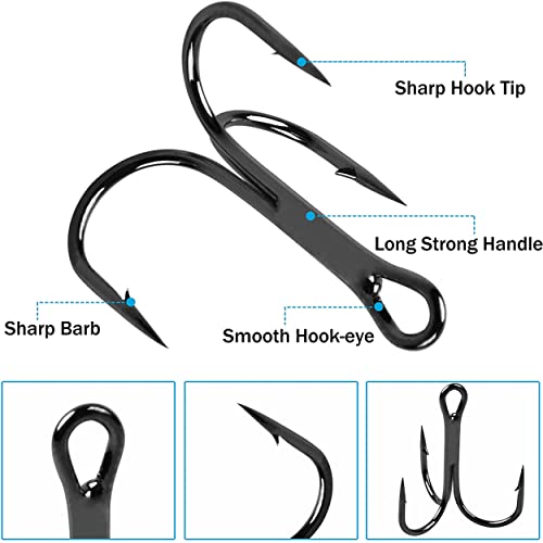 High Carbon Steel Treble Hooks Kit - 110pcs