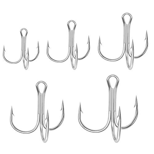 50pcs High Carbon Steel Treble Fishing Hooks