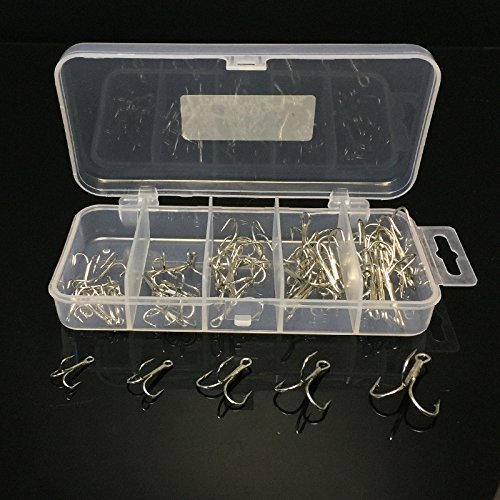 50pcs High Carbon Steel Treble Hooks Kit