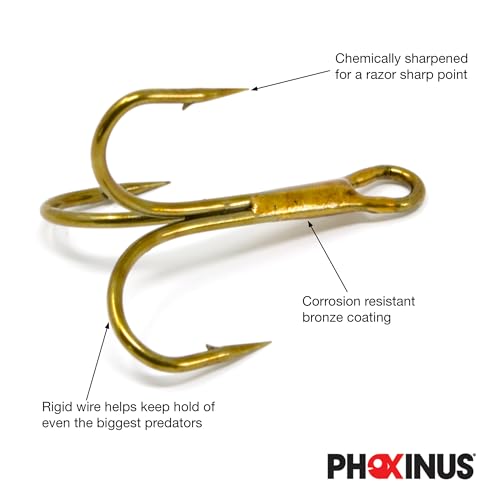 Phoxinus Bronze Treble Hooks for All Fishing