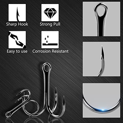 High Carbon Steel Treble Hooks Kit - 110pcs