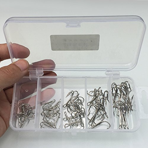 50pcs High Carbon Steel Treble Hooks Kit