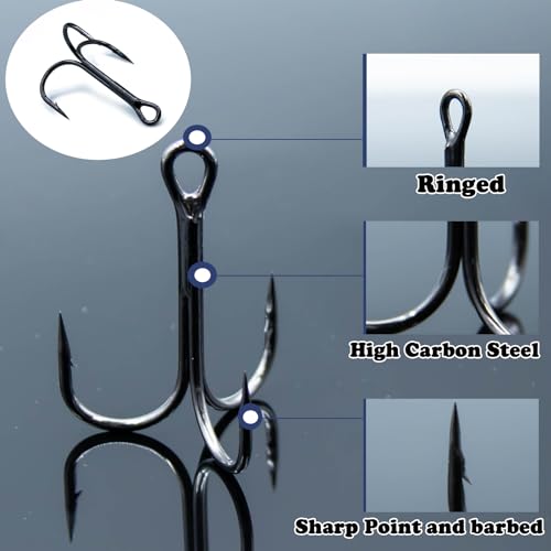 9KM DWLIFE Triple Treble Fishing Hooks - 25 Pack