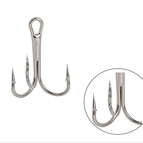 50pcs High Carbon Steel Treble Fishing Hooks
