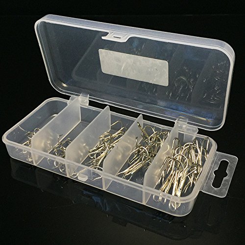 50pcs High Carbon Steel Treble Hooks Kit