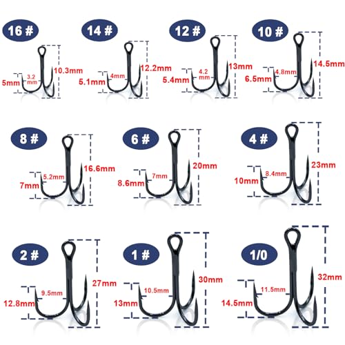 9KM DWLIFE Triple Treble Fishing Hooks - 25 Pack