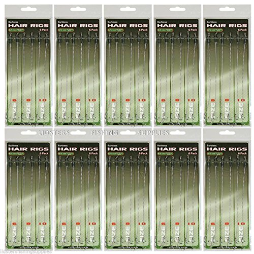 Pack of 60 Barbless Hair Rigs for Carp Fishing