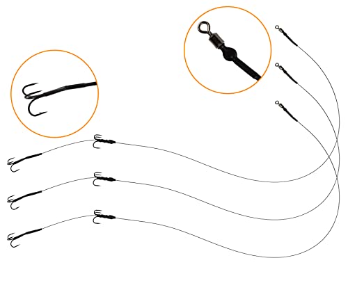 Pike Wire Traces with Treble Hooks - 3 Pack
