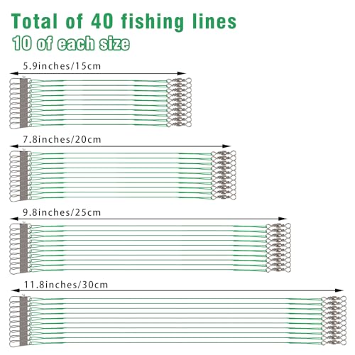 Teaaha 40PCS Pike Fishing Wire Traces with Swivels