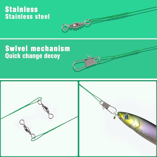 Teaaha 40PCS Pike Fishing Wire Traces with Swivels