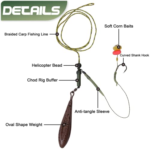 Carp Fishing Hair Rig Set with Hooks & Weights