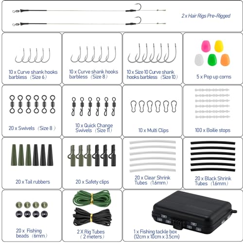 280-Piece Carp Fishing Tackle Kit with Rigs