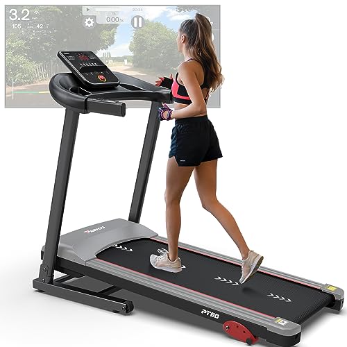 PASYOU Foldable Treadmill with Bluetooth & Heart Monitor