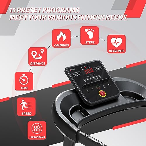 PASYOU Foldable Treadmill with Bluetooth & Heart Monitor