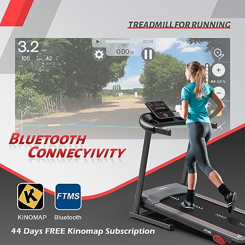 PASYOU Foldable Treadmill with Bluetooth & Heart Monitor