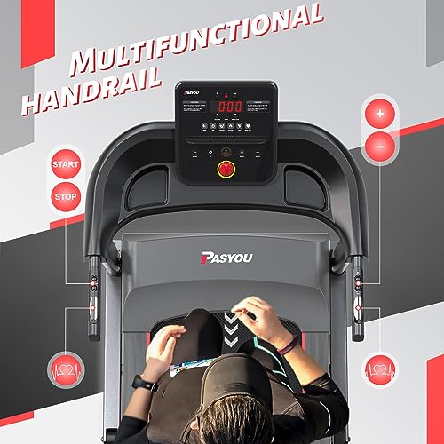 PASYOU Foldable Treadmill with Bluetooth & Heart Monitor