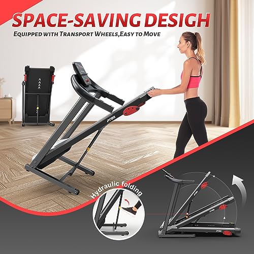 PASYOU Foldable Treadmill with Bluetooth & Heart Monitor