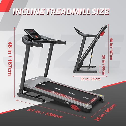 PASYOU Foldable Treadmill with Bluetooth & Heart Monitor