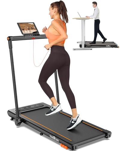 Compact 2-in-1 Folding Treadmill with Touch Screen