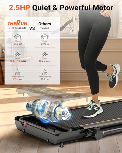 Compact 2-in-1 Folding Treadmill with Touch Screen