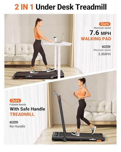 Compact 2-in-1 Folding Treadmill with Touch Screen