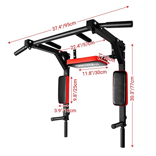 OneTwoFit Wall Mounted Pull Up Bar Dip Station