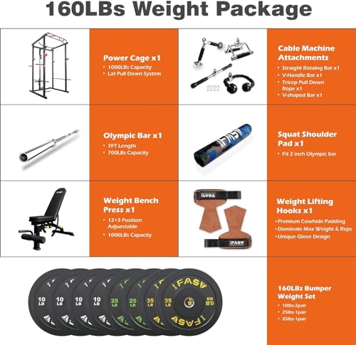 160lb Multi-Functional Power Cage Home Gym Set