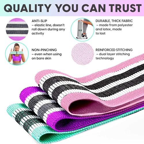 Fabric Resistance Bands Set - 4 Booty & Leg Bands