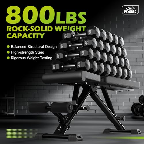 FLYBIRD Adjustable Weight Bench for Full Body Workouts