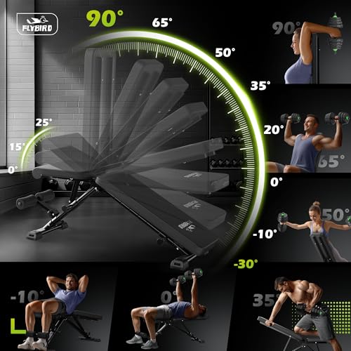 FLYBIRD Adjustable Weight Bench for Full Body Workouts