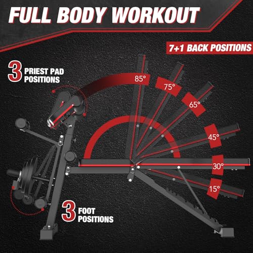 Adjustable Weight Bench with Barbell Rack for Home Gym