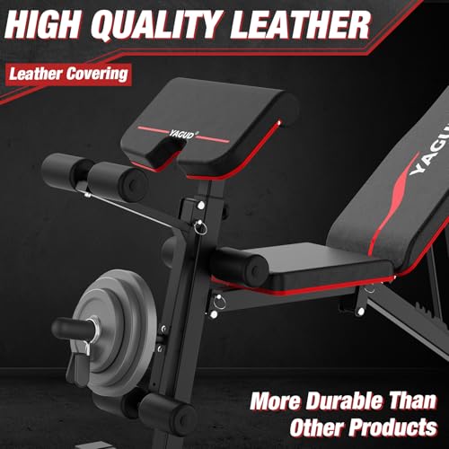 Adjustable Weight Bench with Barbell Rack for Home Gym