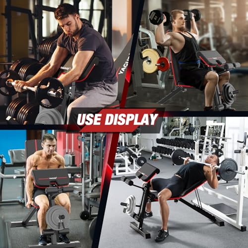 Adjustable Weight Bench with Barbell Rack for Home Gym