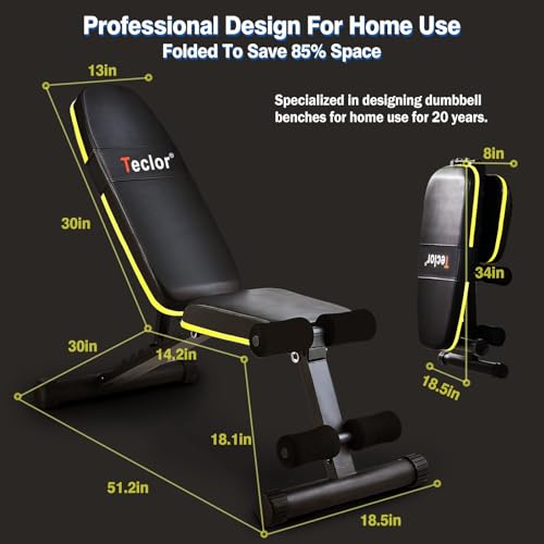 Teclor Adjustable Weight Bench for Full Body Workouts