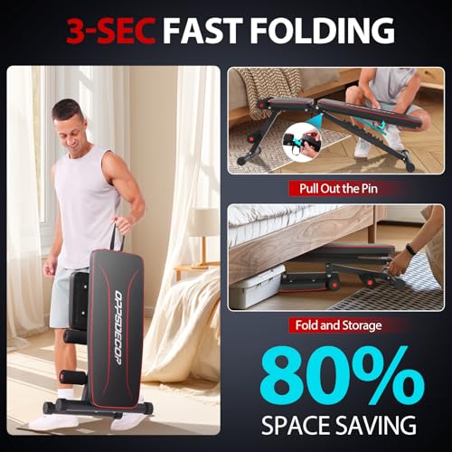 OPPSDECOR Foldable Weight Bench for Full Body Fitness