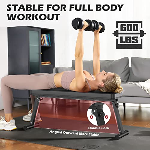 FLYBIRD Folding Flat Weight Bench for Home Gym