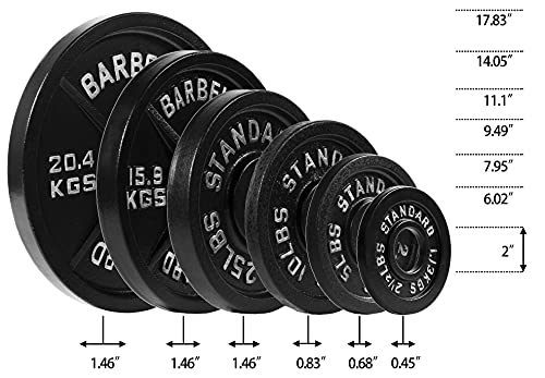 Signature Fitness 45LB Olympic Cast Iron Weight Plates