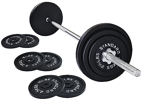 Cast Iron Weight Plates with 5FT Barbell Set
