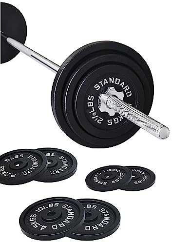 Cast Iron Weight Plates with 5FT Barbell Set