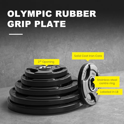 LIONSCOOL Rubber Coated Olympic Grip Plates