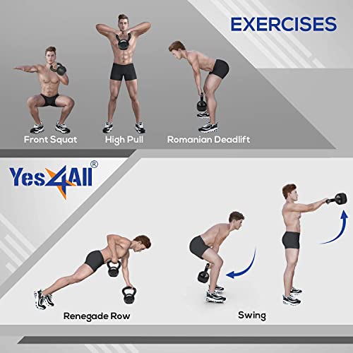 Yes4All 10 lbs Solid Cast Iron Kettlebell