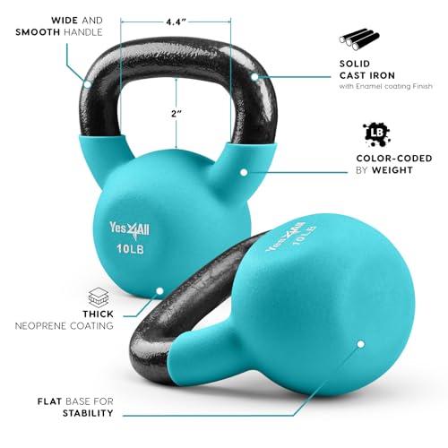 Yes4All Peacock Blue Neoprene Kettlebell Set - 10 lbs