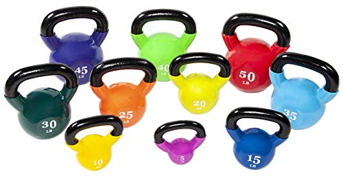 Versatile Yellow Kettlebell Weights, 5-50 Pounds