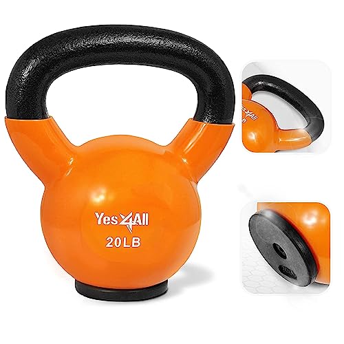 Vinyl Coated Kettlebell with Rubber Base - 20Lb