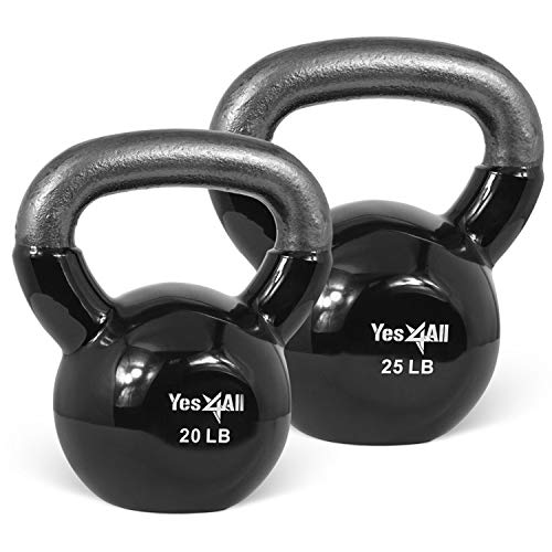 Yes4All Vinyl Coated Kettlebell Set, 20-25 lbs